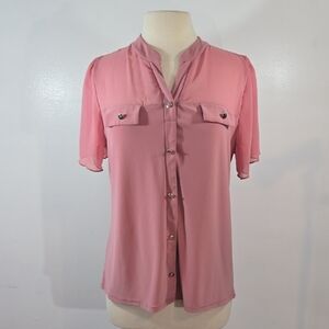 Adele & May Pink Faux Button-Up Top XLarge